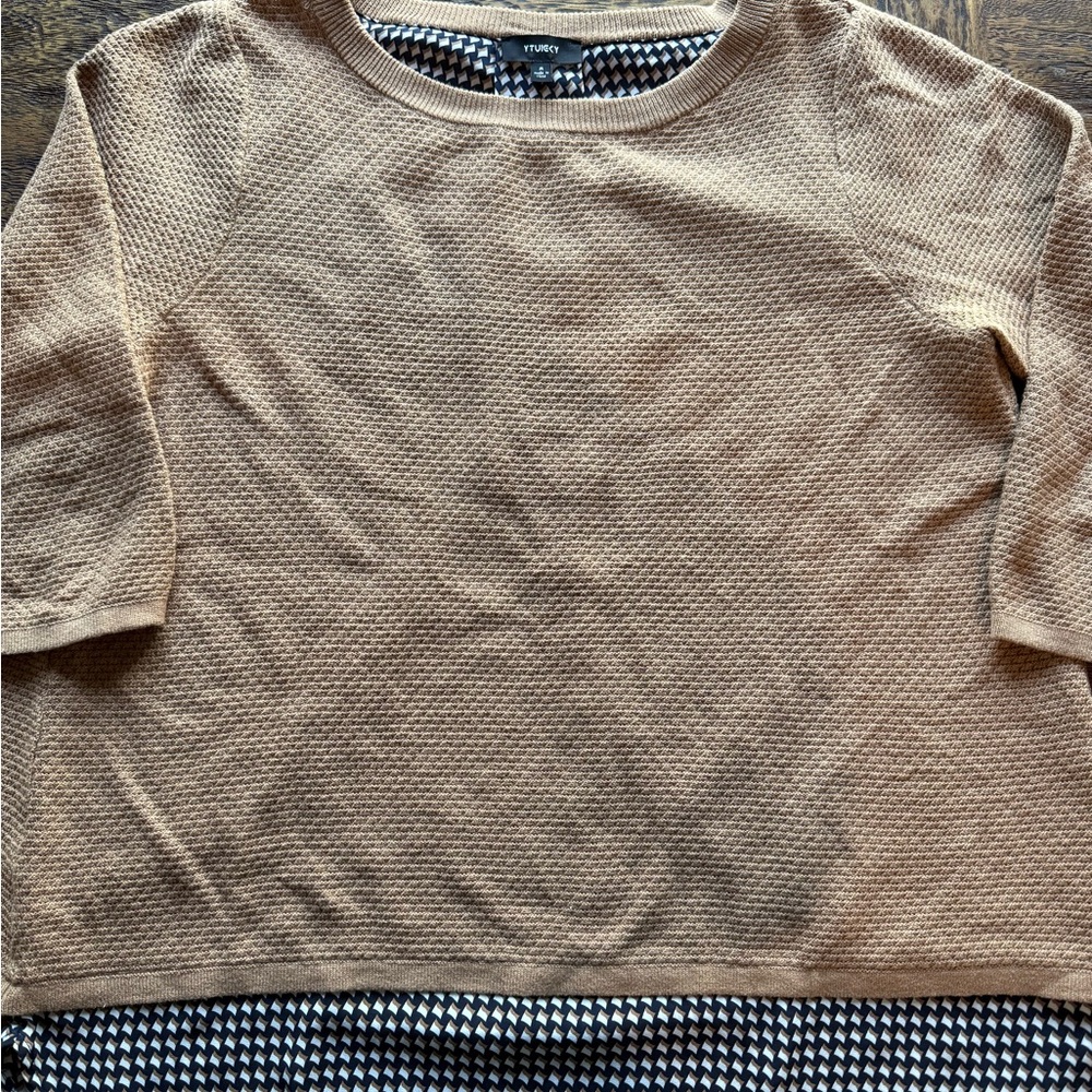 Tan Textured Sweater with Built In Layer (109)